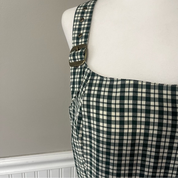 Vintage Green and White Plaid Maxi Overall Style Dress - Picture 3 of 6